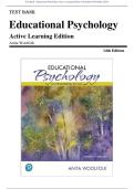 Test Bank - Educational Psychology Active Learning Edition 14th Edition by Anita Woolfolk&semi; 978-0135206508 Chapter 1-15 Complete Guide&period;