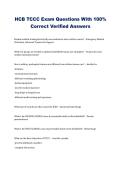 HCB TCCC Exam Questions with 100&percnt; Correct Verified Answers