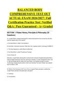 BALANCED BODY COMPREHENSIVE TEST OUT ACTUAL EXAM 2026&sol;2027 &vert; Full Certification Practice Test &vert; Verified Q&A &vert; Pass Guaranteed - A&plus; Graded