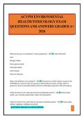 ACVPM ENVIRONMENTAL HEALTH&sol;TOXICOLOGY EXAM QUESTIONS AND ANSWERS GRADED A&plus; 2026
