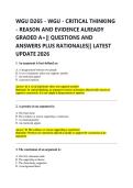 WGU D265 - WGU - CRITICAL THINKING - REASON AND EVIDENCE ALREADY  GRADED A&plus;&vert;&vert; QUESTIONS AND  ANSWERS PLUS RATIONALES&vert;&vert; LATEST  UPDATE 2026 