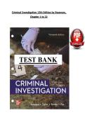 Criminal Investigation &lpar;Chapters 1&ndash;22&rpar; &ndash; Test Bank for Swanson&rsquo;s 13th Edition &vert; Comprehensive Multiple Choice&comma; True&sol;False & Essay Questions
