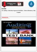 Test Bank  For Auditing&colon; A Risk-Based Approach 12th Edition &ndash; Zehms & Rittenberg &ndash;Fully Complete
