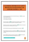 CALIFORNIA MOTORCYCLE SAFETY PROGRAM EXAM QUESTIONS AND ANSWERS GRADED A&plus; 2026