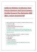 California Mediator Certification Exam  Practice Questions And Correct Answers  &lpar;Verified Answers&rpar; Plus Rationales 2026  Q&A &vert; Instant Download Pdf
