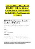 EPIC NURSE ACTUAL EXAM 2026&sol;2027 &vert; EHR Certification &vert; Chart Review & Immunizations &vert; Verified Q&A &vert; Pass Guaranteed - A&plus; Graded