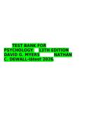 Test Bank for Psychology 13th Edition by David G&period; Myers & Nathan C&period; DeWall &ndash; Complete Chapter Questions & Verified Answers 2026
