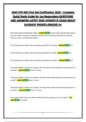 ASHI CPR AED First Aid Certification 2026 - Complete Quick Study Guide for Lay Responders-QUESTIONS AND ANSWERS-LATEST 2026 UPDATE&excl;&excl;&excl;&excl;-EXAM READY &lpar;ALREADY PASSED&rpar;-GRADED A&plus;