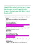 Industrial Hydraulics Technician Level 2 Exam  Questions and Correct Answers &lpar;Verified  Answers&rpar; Plus Rationales 2026 Q&A &vert; Instant  Download Pdf