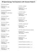 IR Spectroscopy Test Questions with Answers Rated A