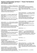 Anatomy and Physiology Lab Exam 1 &ndash; Tissues Test Questions with Answers Rated A