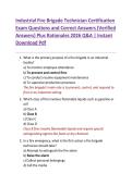 Industrial Fire Brigade Technician Certification  Exam Questions and Correct Answers &lpar;Verified  Answers&rpar; Plus Rationales 2026 Q&A &vert; Instant  Download Pdf 