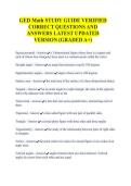 GED Math STUDY GUIDE VERIFIED CORRECT QUESTIONS AND ANSWERS LATEST UPDATED VERSION &lpar;GRADED A&plus;&rpar;