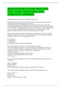 NEUROSCIENCE EXAM PRACTICE TEST GUIDE QUESTIONS WITH COMPLETE ANSWERS