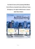 Test Bank For Survey Of Accounting 10th Edition By Carl Warren&comma; Amanda Farmer&comma; Jefferson P&period; Jones &vert;All Chapters &lpar;1-14&rpar; &vert; Q&As Verified&vert; Grade A&plus; Assured &vert;ISBN 9780357900291