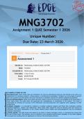  MNG3702 Assignment 1 QUIZ &lpar;ANSWERS&rpar; Semester 1 2026 - DISTINCTION GUARANTEED