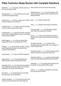 Plate Tectonics Study Review with Complete Solutions