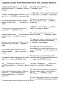 Lymphatic System Study Review Questions with Complete Solutions