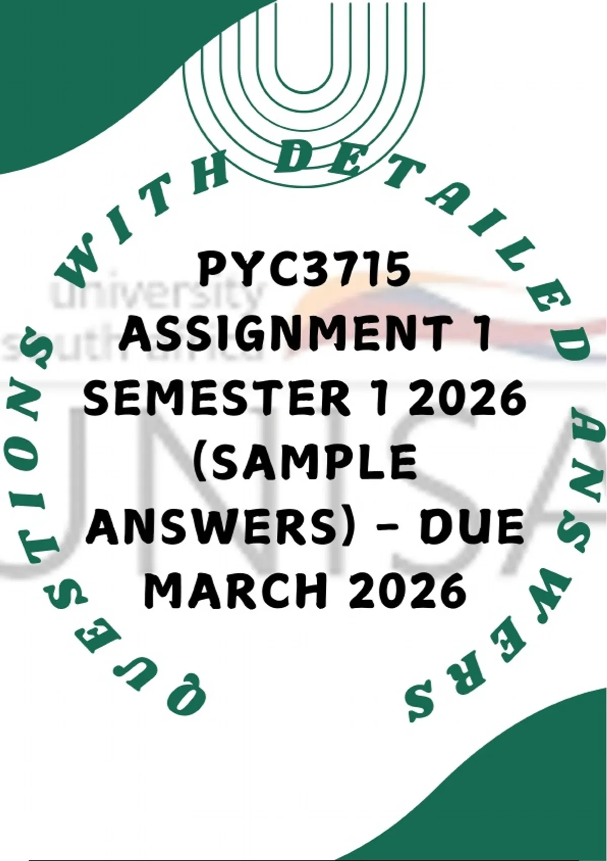 PYC3715 Assignment 1 Semester 1 2026 (Sample Answers) - DUE March 2026 ...