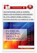 Test Bank for Clinical Nursing Skills and Techniques 10th Edition by Anne Griffin Perry&comma; Patricia a&period; Potter ISBN-978-0323708630 Chapter 1-43 Complete Guide 2026