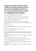 Edexcel A-level Economics Paper 1 COMPLETE &lpar;2025&rpar; EXAM Questions and Answers &lpar;Verified Answers&rpar; &vert;&vert;ACTUAL EXAM 2025 TEST&excl;&excl; Graded A&plus; &vert; 2025&vert;2026 EXAM UPDATE