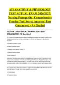ATI ANATOMY & PHYSIOLOGY TEST ACTUAL EXAM 2026&sol;2027 &vert; Nursing Prerequisite &vert; Comprehensive Practice Test &vert; Solved Answers &vert; Pass Guaranteed - A&plus; Graded