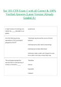 Soc 101 CSN Exam 1 with all Correct & 100&percnt; Verified Answers &vert;Latest Version &vert;Already Graded A&plus;