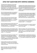 APES TEST QUESTIONS WITH VERIFIED ANSWERS