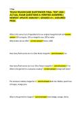 TEXAS ROADHOUSE BARTENDER FINAL TEST 2026 &vert; ACTUAL EXAM QUESTIONS & VERIFIED ANSWERS &vert; NEWEST UPDATE 2026&sol;2027 &vert; GRADED A&plus; &vert; ASSURED PASS&period;