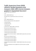 Traffic Supervisor Exam &lpar;2025&rpar; UPDATE Verified Questions And Answers &vert; With 100&percnt; Correct Answers graded A&plus; Guaranteed Success&excl;&excl;
