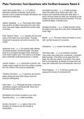 Plate Tectonics Test Questions with Verified Answers Rated A
