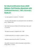 NJ CALA Certification Exam &lpar;2026 Edition&rpar; &vert; Full Practice Questions with Confirmed Answers &vert; 100&percnt; Accurate &vert; Grade A&plus;