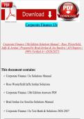 Corporate Finance 13th Edition Solutions Manual &ndash; Ross&comma; Westerfield&comma; Jaffe & Jordan &vert; All Chapters &vert; 2026&ndash;2027 &vert; Verified A&plus;