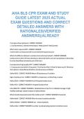 AHA BLS CPR EXAM AND STUDY GUIDE LATEST&period;&period;&period;ATIONALES&lpar;VERIFIED