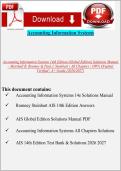 Accounting Information Systems 14th Edition &lpar;Global Edition&rpar; Solutions Manual &ndash; Romney & Steinbart &vert; All Chapters &vert; 2026&ndash;2027 &vert; Verified A&plus;