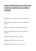 NRCME CERTIFICATION EVALUATION 2026 COMPLETE QUESTIONS AND CORRECT ANSWERS