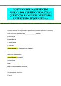 NORTH CAROLINA PESTICIDE  APPLICATOR CERTIFICATION EXAM &vert;  QUESTIONS &ANSWERS &lpar;VERIFIED&rpar; &vert;  LATEST UPDATE &vert; GRADEDA&plus;&vert;2026&sol;2027
