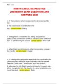 NORTH CAROLINA PRACTICE  LOCKSMITH EXAM QUESTIONS AND ANSWERS 2026&sol;2027&vert;LATEST UPDATES