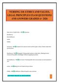 NURSING 110&colon; ETHICS AND VALUES&comma; LEGAL PRINCIPLES EXAM QUESTIONS AND ANSWERS GRADED A&plus; 2026