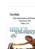 Test Bank for Hole&rsquo;s Human Anatomy and Physiology&comma; 16th Edition&comma; Charles Welsh&comma; Cynthia Prentice-Craver All 24 Chapters Covered and verified ISBN&colon;9781264262885 Newest Edition