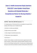 Exam 2&colon; Health Assessment Study Questions 2026&sol;2027 Latest Update&colon; Actual Exam Questions with Detailed Rationales &ndash; Comprehensive Review for Nursing Students &ndash; Graded A&plus;