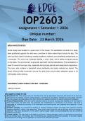  IOP2603 Assignment 1 &lpar;ANSWERS&rpar; Semester 1 2026 - DISTINCTION GUARANTEED