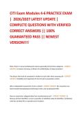CITI Exam Modules 4-6 PRACTICE EXAM  &vert;  2026&sol;2027 LATEST UPDATE &vert;  COMPLETE QUESTIONS WITH VERIFIED  CORRECT ANSWERS &vert;&vert; 100&percnt;  GUARANTEED PASS &vert;&vert; NEWEST  VERSION&excl;&excl;&excl;&excl; 