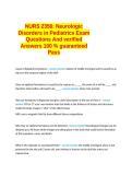NURS 2356 Neurologic Disorders in Pediatrics Exam Questions And Answers 100 &percnt; Guaranteed Pass