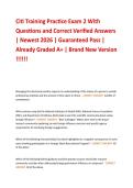 Citi Training Practice Exam 2 With  Questions and Correct Verified Answers  &vert; Newest 2026 &vert; Guaranteed Pass &vert;  Already Graded A&plus; &vert; Brand New Version  &excl;&excl;&excl;&excl;&excl;&excl; 