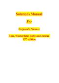 Complete Solutions Manual&colon; Corporate Finance &lpar;13th Edition&rpar; by Ross&comma; Westerfield&comma; Jaffe&comma; and Jordan