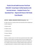 Florida Life and Health Insurance Final Exam 2026&sol;2027&colon; Actual Expert-Verified Questions with Accurate Answers &ndash; Complete Practice Test &ndash; Guaranteed Pass &ndash; Aligned with Pearson VUE Florida Exam Blueprint