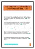 NURS 615 PHARM EXAM 3 QUESTIONS AND ANSWERS GRADED A&plus; 2026