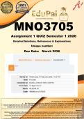 MNO3705 Assignment 1 QUIZ &lpar;COMPLETE ANSWERS&rpar; Semester 1 2026 - DUE March 2026