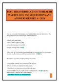 PSYC 1111&colon; INTRODUCTION TO HEALTH PSYCHOLOGY EXAM QUESTIONS AND ANSWERS GRADED A&plus; 2026